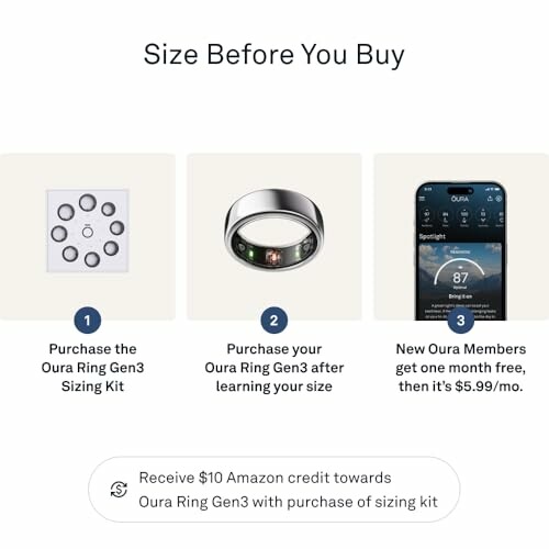 Oura Ring Gen3 sizing guide and purchasing steps.